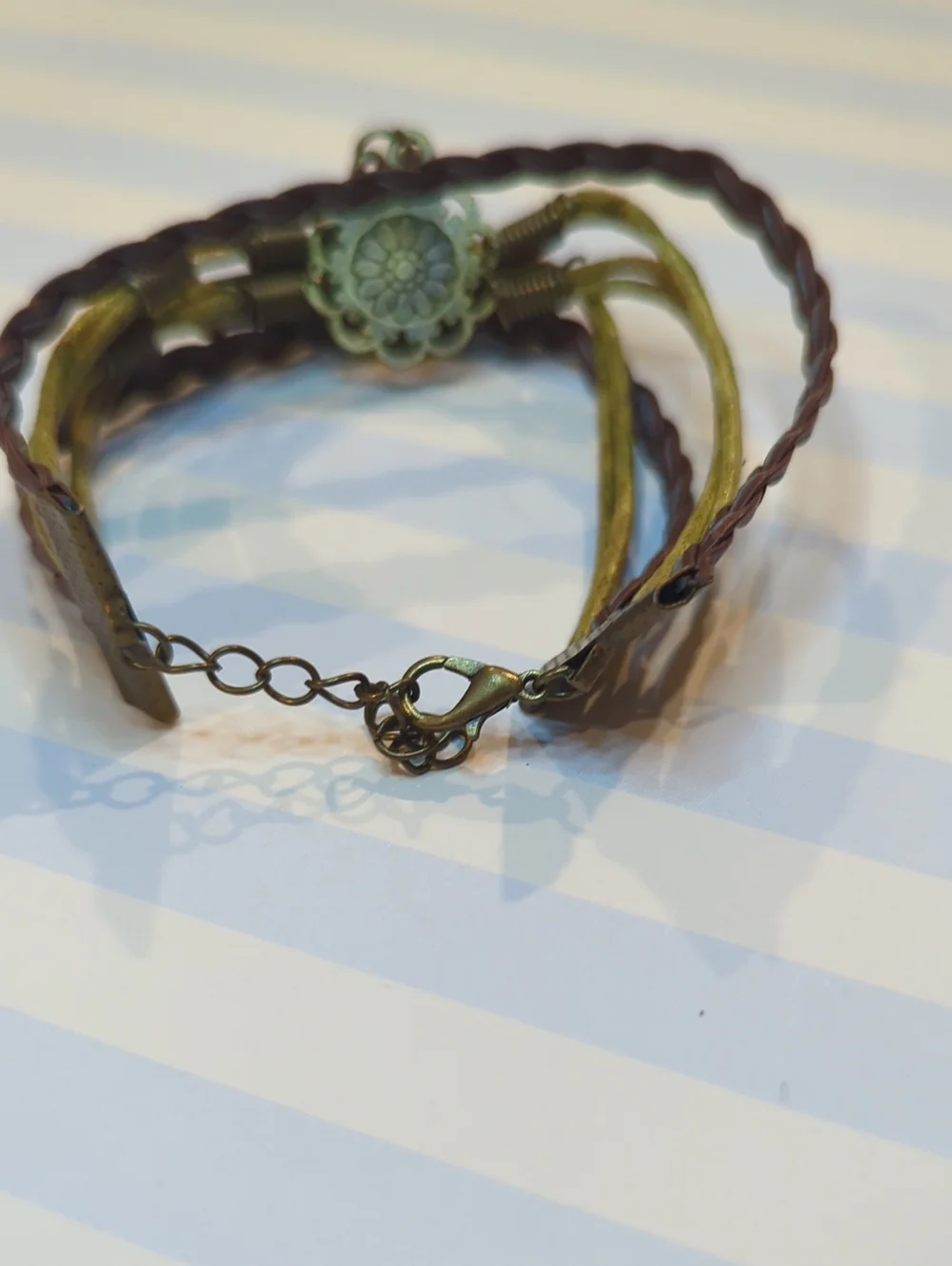 Brown Love Mandala Heart Braided Adjustable Bracelet Boho Stacking Stackable